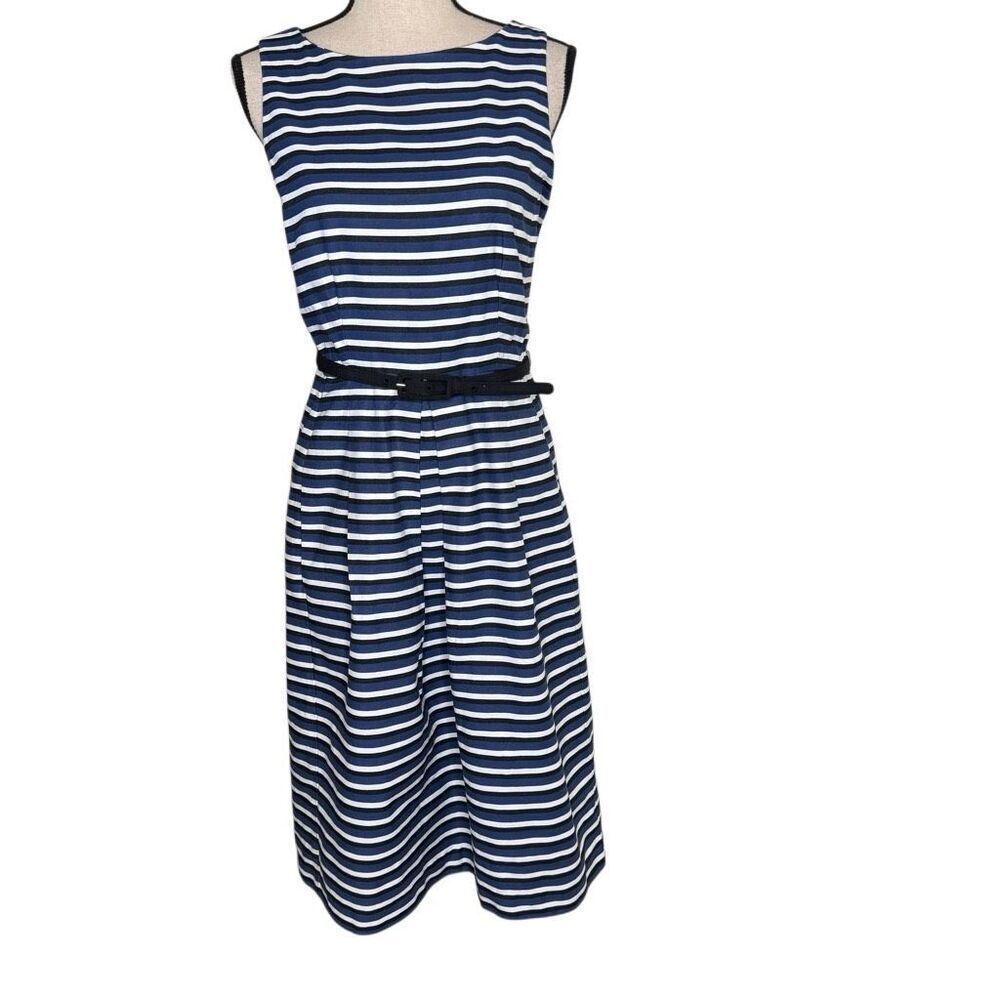 Talbots Dress Blue, White & Black Stripe Fit & Glare Size 6 Career, Classic